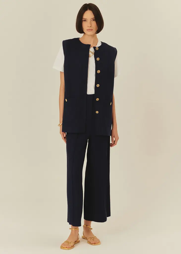 EXQUİSE CEPLİ SLİM FİT YELEK LACİVERT