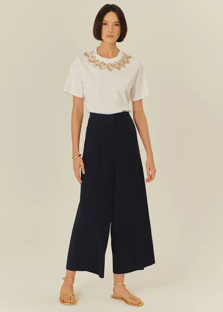 EXQUİSE YÜKSEK BEL GENİŞ PAÇALI CULOTTE PANTOLON LACİVERT