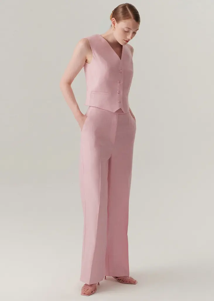 EXQUİSE RAHAT KALIP PUDRA KETEN PANTOLON