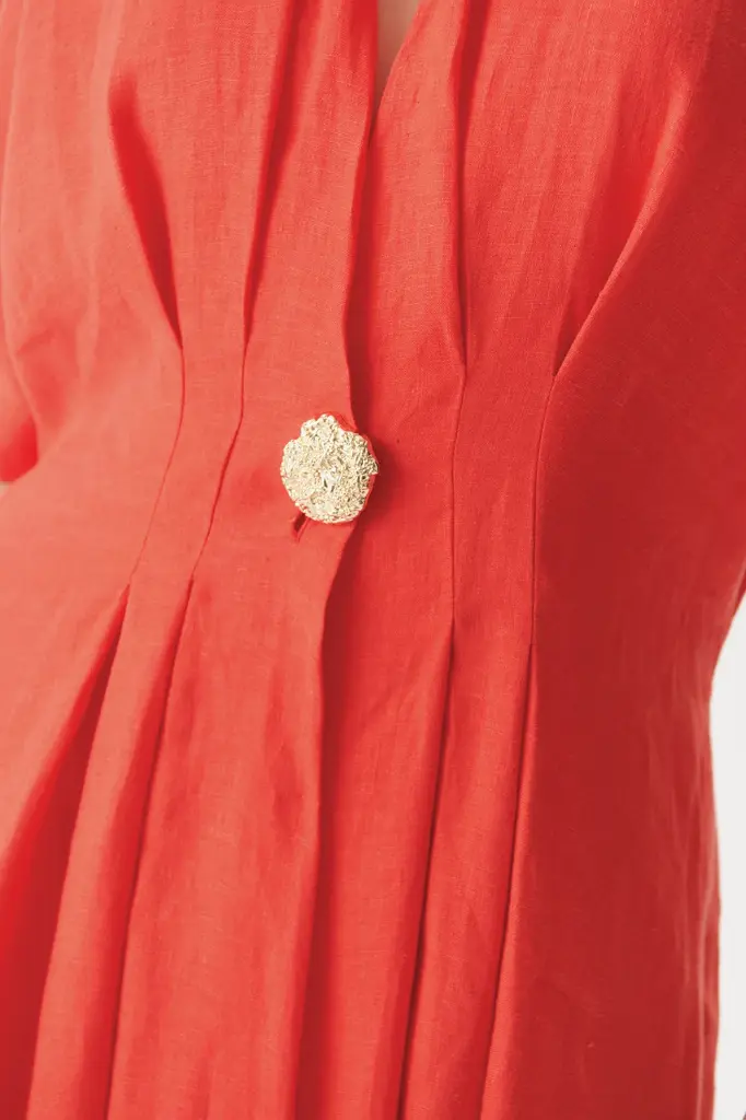 EXQUİSE Düğme Detaylı Siyah Bele Oturan A Kesim Midi Elbise 