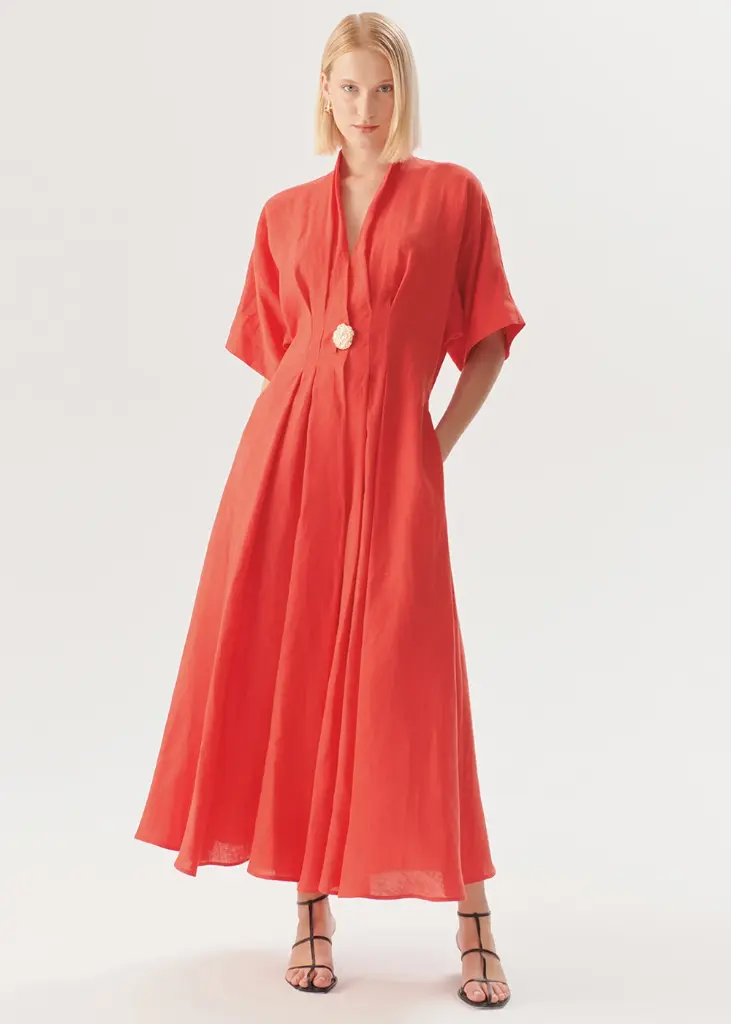 EXQUİSE Düğme Detaylı Siyah Bele Oturan A Kesim Midi Elbise 