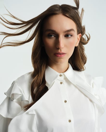 Vuu Volanlı Gömlek Beyaz