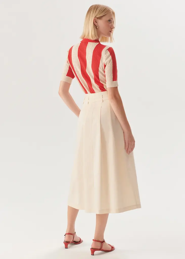 Exquise Çift İnce Kemer Detaylı Uzun Etek