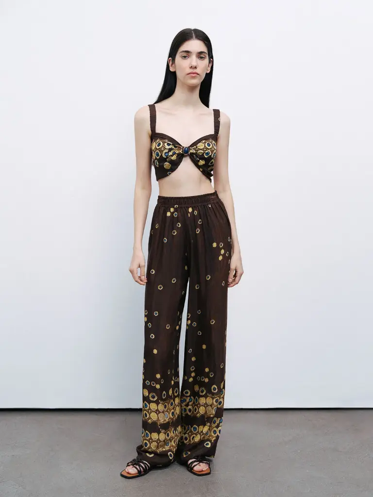 Nocturne Desenli Dökümlü Pantolon