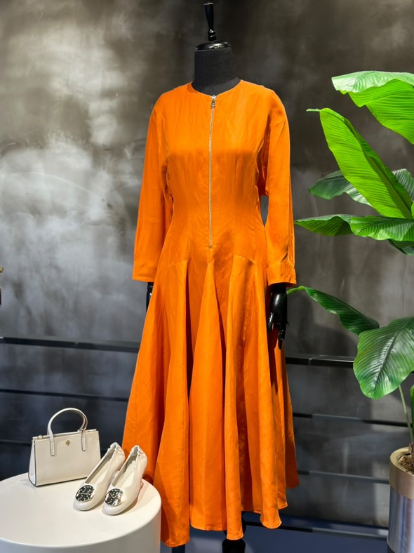 Vuu Keten Turuncu Parçalı Elbise