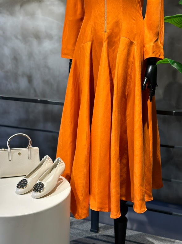 Vuu Keten Turuncu Parçalı Elbise