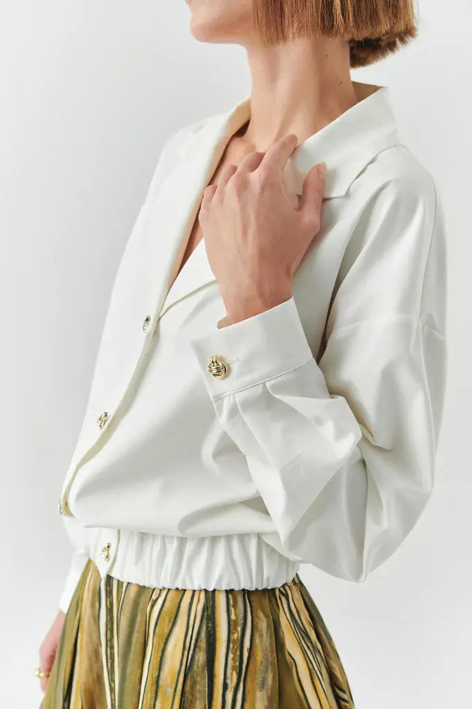 Gömlek Yaka Krem Ceket