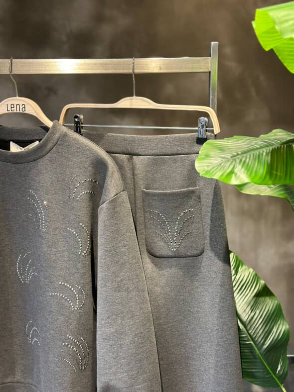 Gri Metal Detaylı Takımg