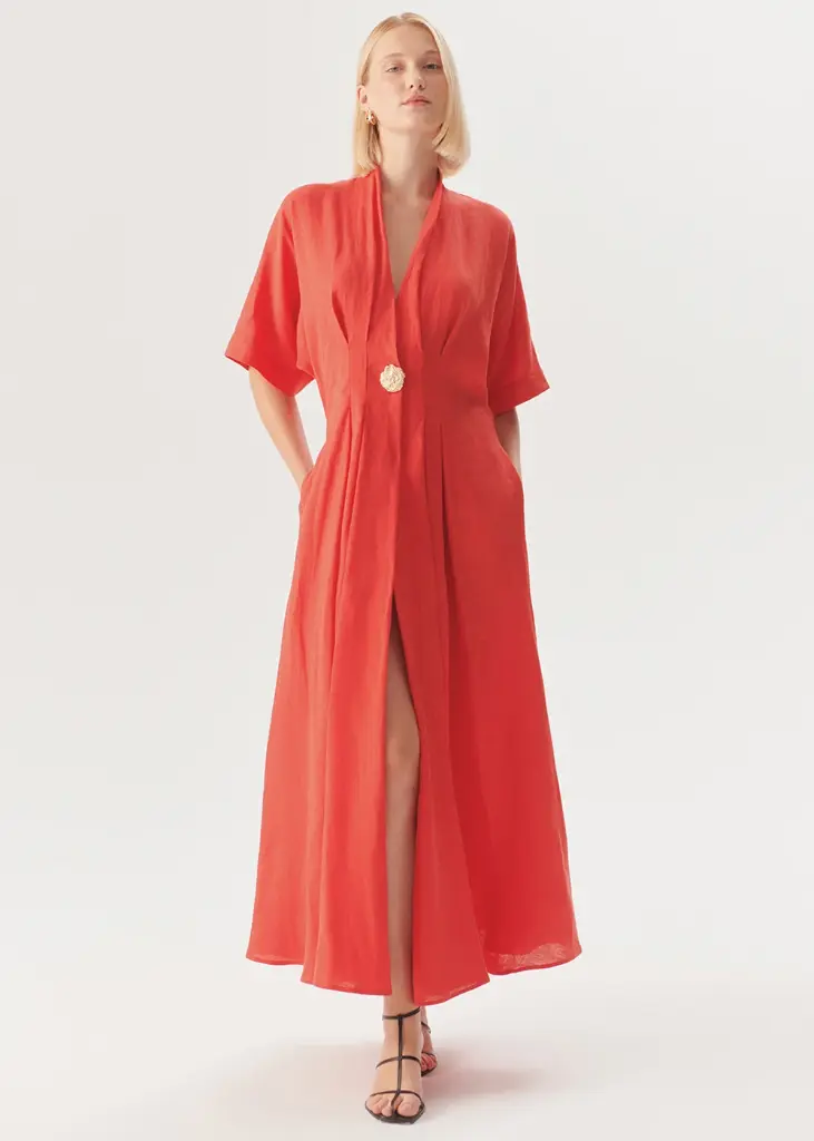 EXQUİSE Düğme Detaylı Siyah Bele Oturan A Kesim Midi Elbise 