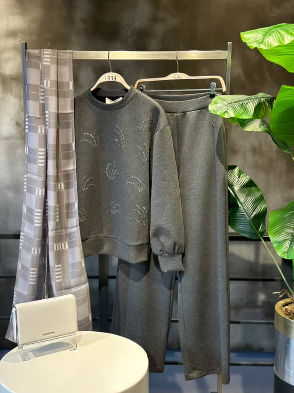 Gri Metal Detaylı Takım