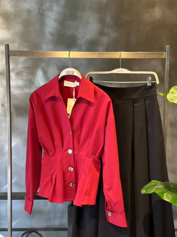 Bel Detaylı Poplin Kısa Gömlek