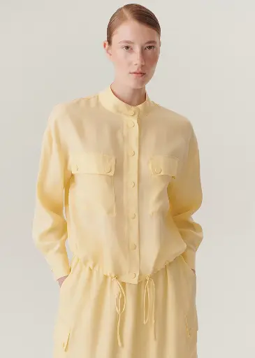 EXQUİSE Hakim Yaka Çift Cepli Ayarlanabilir Bağcıklı Rahat Kalıp Pudra Ceket 