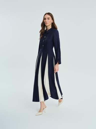 Vuu Keten Parçalı Elbise Lacivert