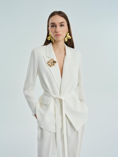 Vuu Broş Detaylı Ceket Beyaz