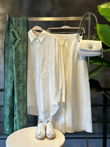 Cloche Beyaz Nakışlı Takım