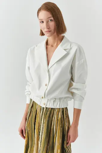 Gömlek Yaka Krem Ceket